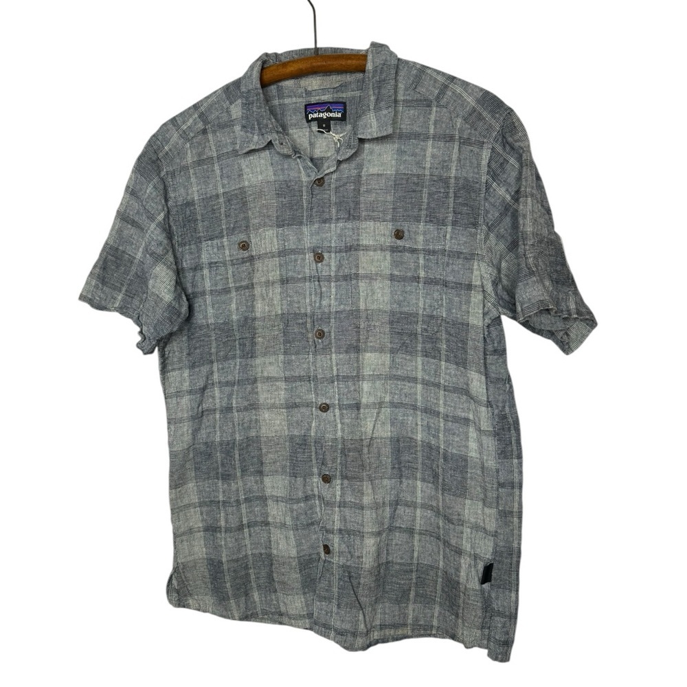 Patagonia Men’s Back Step Shirt, Size M, Organic Cotton/Hemp Casual Gray/Blue